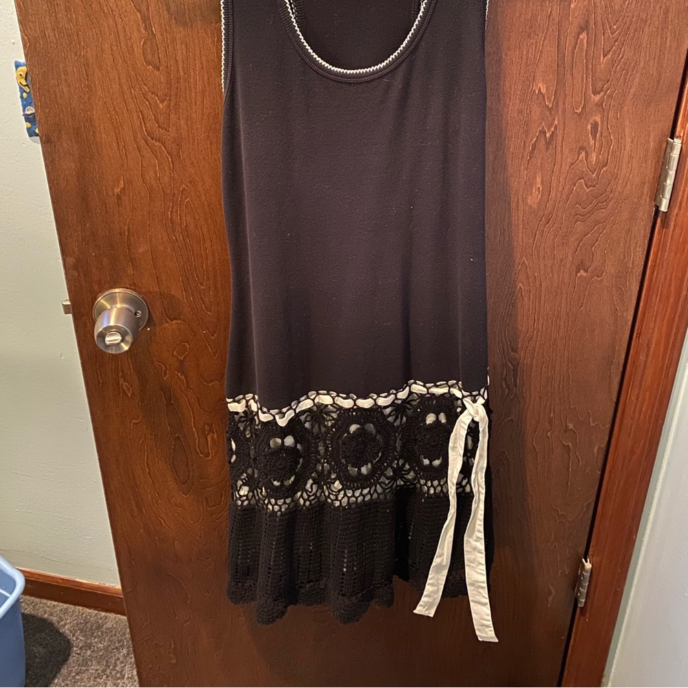 Black racer back dress with crochet
